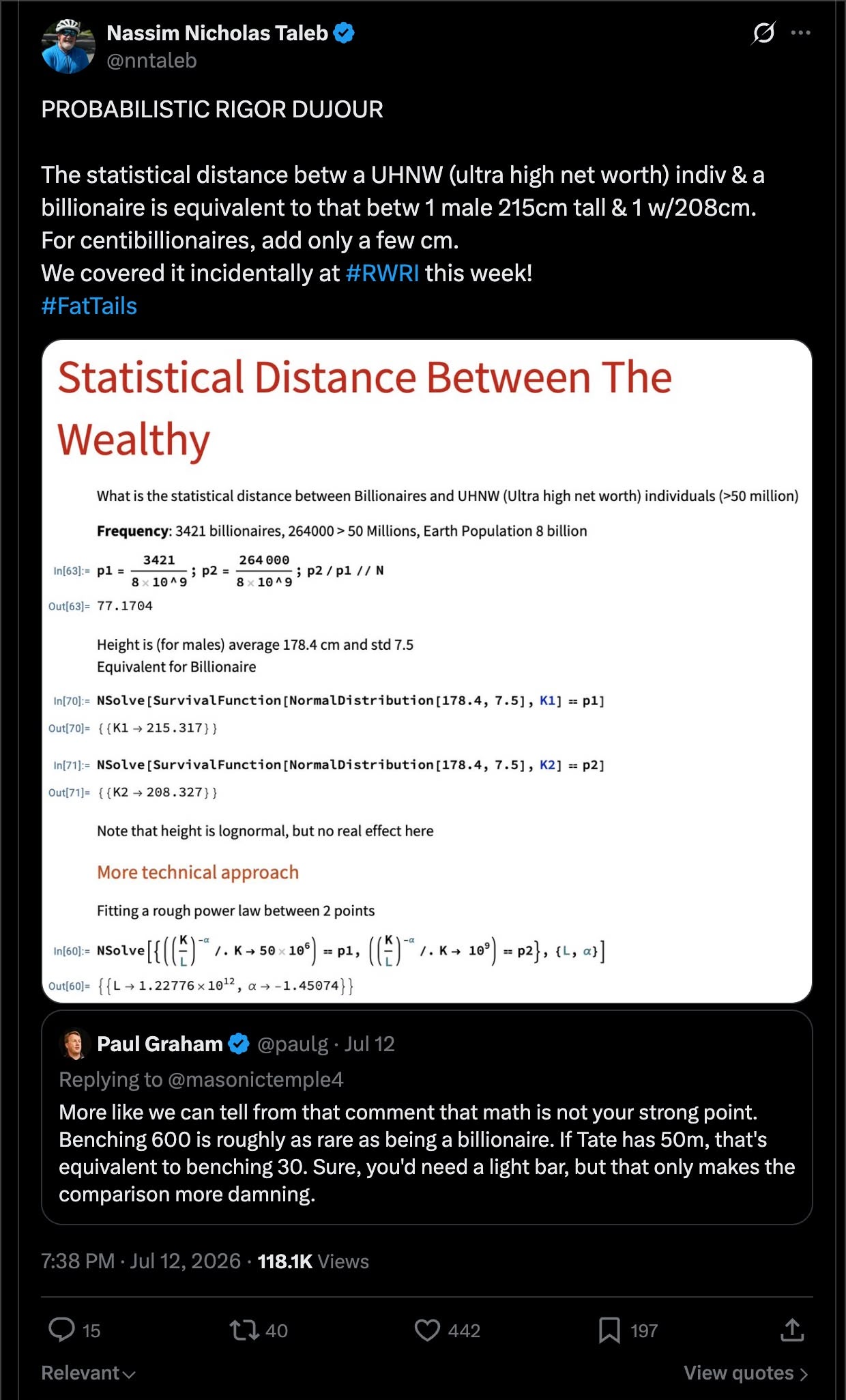 Nassim Nicholas Taleb on the Statistical Distance Between the Ultra-Wealthy and Billionaires